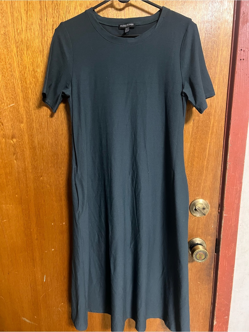 EILEEN FISHER FONGT STRETCH CREPE CREW Neck DRESS sz PP a line